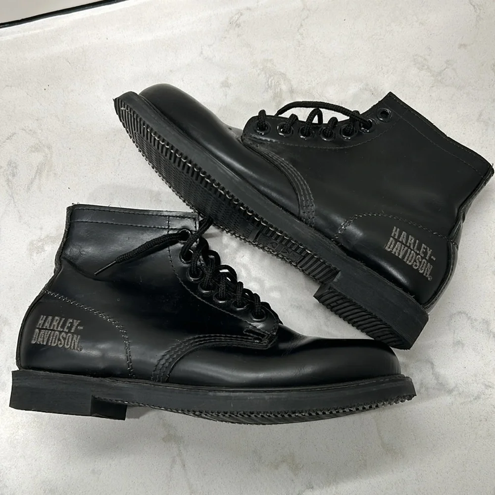 Vintage Harley Davidson Men’s Leather Lace Up Boots Made in the USA Biker Size 8
